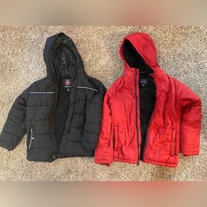 Boys Land’s End red winter coat. Swiss tech black coat. Both Sherpalined.Med8GUC